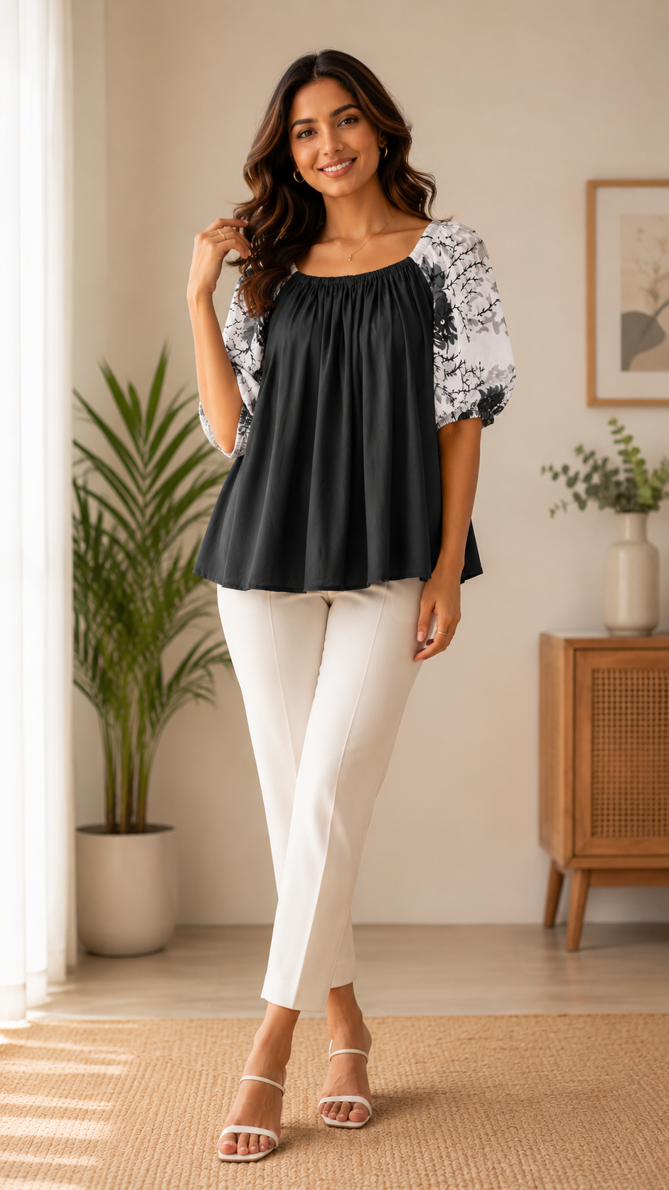 Women Solid Rayon Elastic Neck Top | Stylish Casual Wear Top for Women