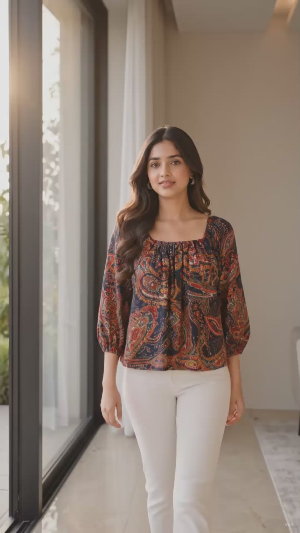 Paisley Printed American Crepe Top for Women