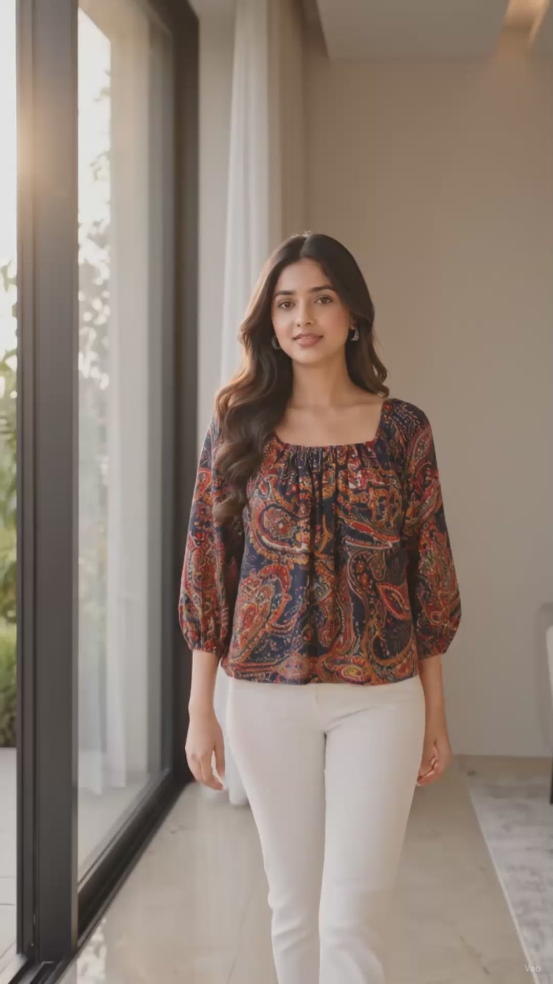 Paisley Printed American Crepe Top for Women